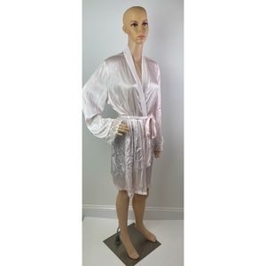 California Dynasty Pink Satin Lace Sleeve Robe Size L/XL